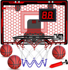Indoor Basketball Hoop for Kids, Over The Door Mini Basketball Hoops, with LED L