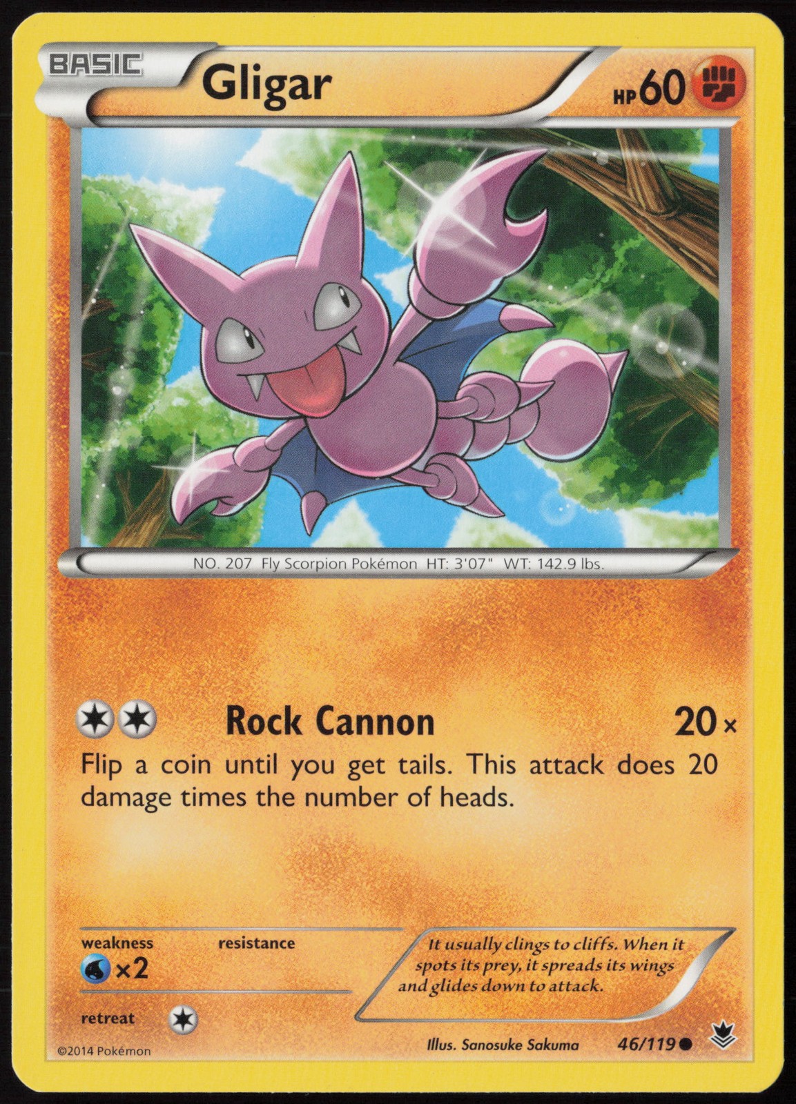 Gligar 46/119 XY - Phantom Forces Common EN Pokemon LP