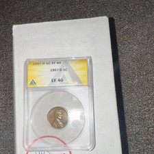 1957-D Lincoln Wheat Small Cent EF 40 BN ANACS Certified Circulated Coin