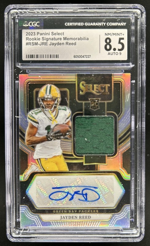2023 Panini Select Jayden Reed Rookie Memorabilia RC Prizm Auto #/199 CGC 8.5