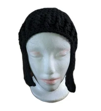 Hand Knitted Winter Beanie Hand Knit Hat Black One-Size Great Stocking Stuffer