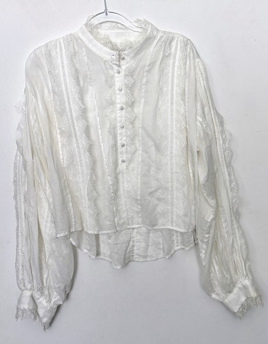One teaspoon eternal spirit top SZ small white lace ballon sleeve - Picture 2 of 4