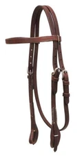 Showman Oiled Harness Leather Browband Headstall w/ Quick Change Bit Loops