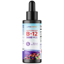 Vitamatic Fast-Acting Liquid Vitamin B12 – 5000 mcg Methylcobalamin