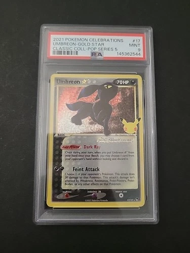 PSA 9 MINT Umbreon 17 Gold Star Celebrations Classic Collection Pokemon Card