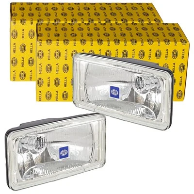 2x JUEGO FAROS HALÓGENOS HELLA RECTANGULARES NEGROS 12V | 1FD 005 700-471