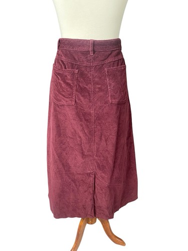 Croft & Barrow Burgundy Corduroy Skirt Women Size 14 Stretch Long Boho Hipster - Picture 3 of 9