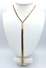 Y2K Gold Tone Multi Strand Lariat Necklace | Long Snake Chain Drop Pendant | 200