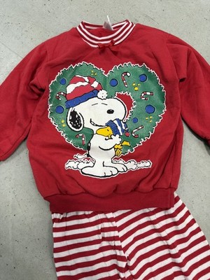 Vintage Snoopy Peanuts Christmas Sweatshirt Toddler Child Kid 4T Lights Heart