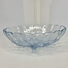Vintage Indiana Glass Harvest Grape Design Light Blue Footed Oval Fruit Bowl 12"