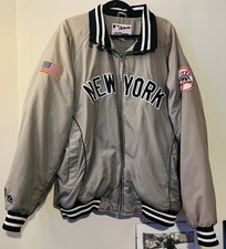 Vintage Majestic New York Yankees Full Zip Jacket Silver Gray Mens Dugout XXL