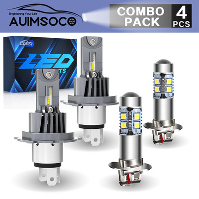 LED Headlight Combo Fog Lamps + Hi/Lo Beam 4pcs For Jeep Cherokee 1997 1998 1999