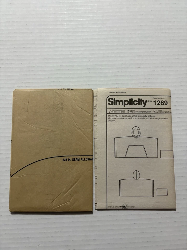 Simplicity Its So Easy Sewing Pattern A1269 Stadiums Ponchos In 2 Sizes - Image 3 of 3