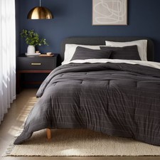 3pc King Jersey Comforter and Sham Set Dark Gray - Threshold™: Knitted,