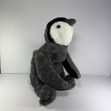 FAO Schwarz Penguin Plush Gray Stuffed Animal Laying Down Soft Toy Lovey Stuffy