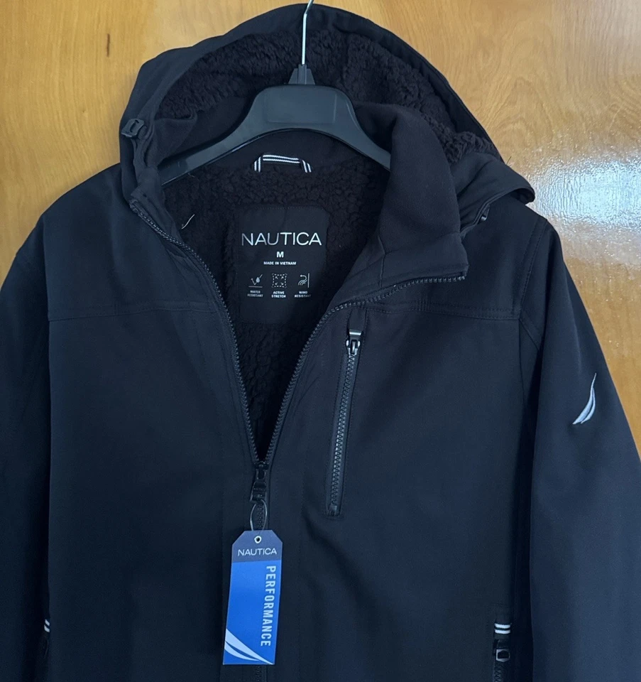 Nautica Fleece Jacket Mens Medium Black Zip Pockets - Image 2 of 4