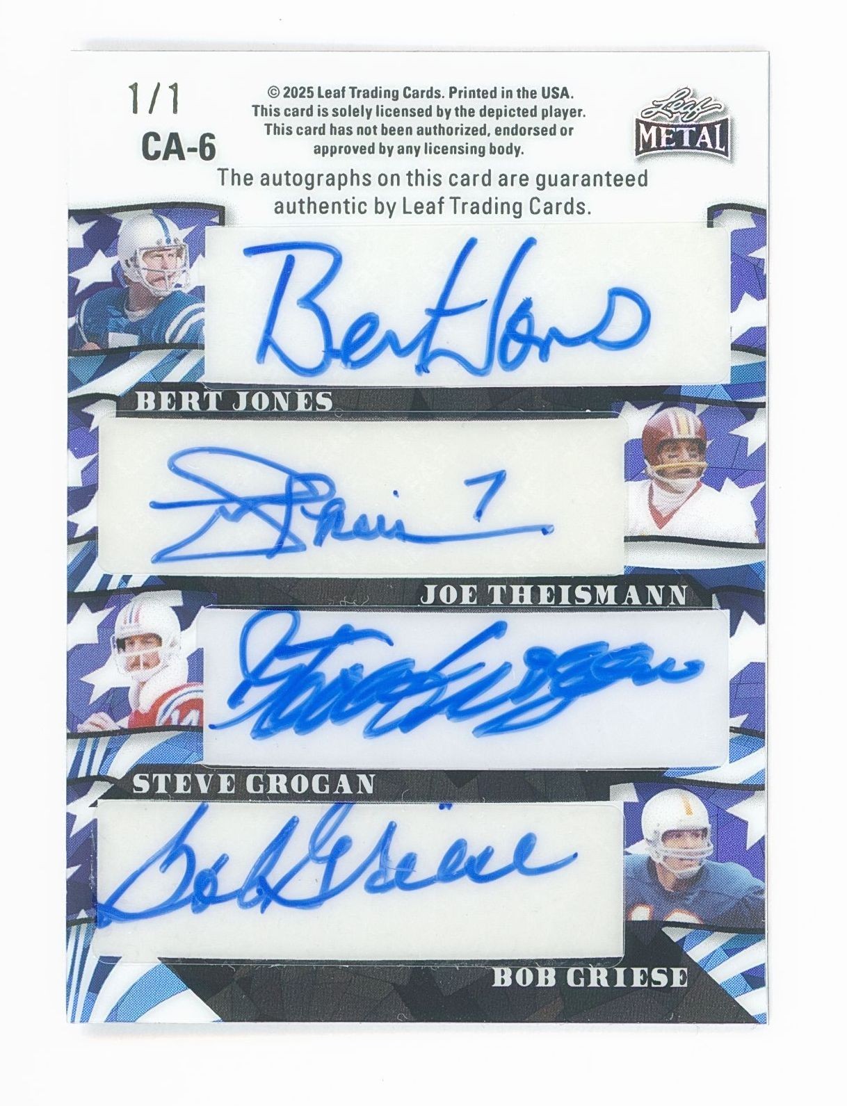 2025 Leaf Metal CELEBR8 AMERICA 8 Auto 1/1 💎 Staubach Bradshaw Tarkenton Jones view 2