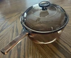 Vintage Corning PYREX Vision Ware 2.5 L Glass Saucepan Pot Lid Amber Visions