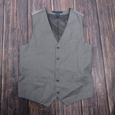 Perry Ellis Vest Mens L Gray Slim Fit 3 Piece Suit Waistcoat Belted Poly Viscose