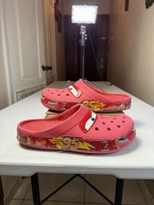 USED Crocs Classic Clog Lightning McQueen Red Men's Size 11 extremely used