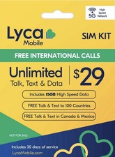 Lycamobile Prepaid 29 X 2 Months Plan Preloaded Sim Card Unlimited Call