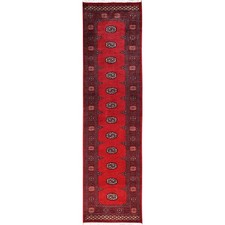 2'6"x9'10" Red Hand Knotted Rug Princess Bokara Tribal Medallions Wool Runner