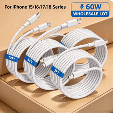 Braided 60W Fast Charger USB-C to Type C For iPhone Air 17 18 16 15 PD Cable Lot
