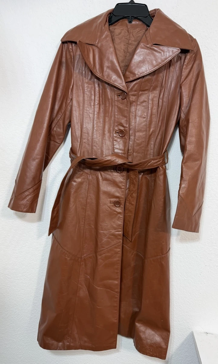 Vintage Leather Trench Coat In Vintage Outerwear Coats & Jackets