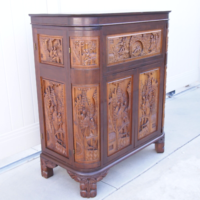 George Zee & Company Rosewood Dry Bar Cabinet 1963 Hand Carved | eBay