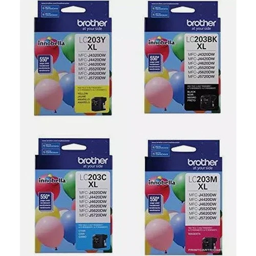 4psc Genuine Brother LC203 Black Cyan Magenta Yellow Ink Cartridges Set LC203