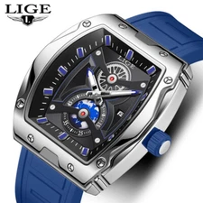 LIGE FOXBOX Men Watch Rectangle Military Watches Business Male Quartz Wristwatch