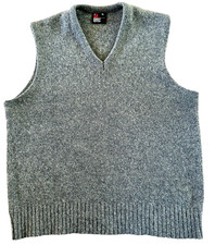 Vintage Robert Bruce Sweater Vest Men's XL V-neck Sleeveless Gray 70 Wool