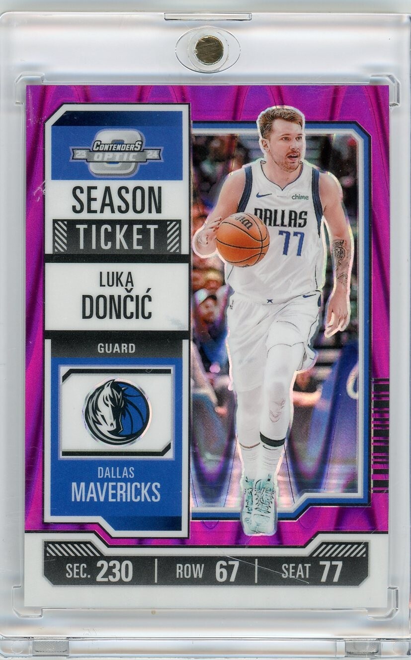 2023-24 Contenders Optic Basketball Luka Doncic Season Ticket Purple #d/18 FOTL