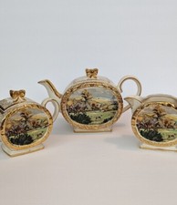 Vintage Sadler England Tea Set - Hunting Scene Pattern 1763 - Teapot, Creamer & 