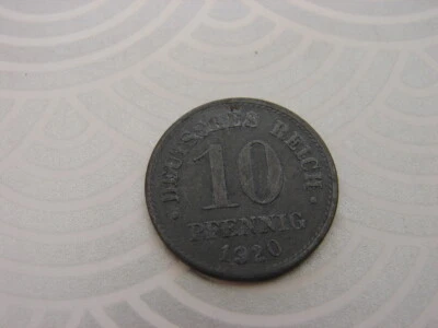 ALLEMAGNE. 10 PFENNIG ZINC 1920. PAS DE LETTRE D'ATELIER - Photo 1/2
