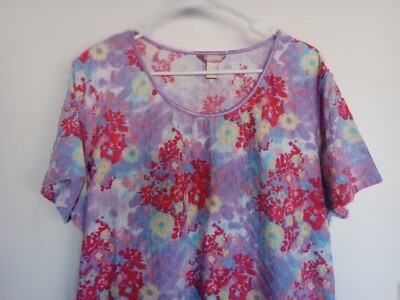 Plus 2X light purple w/ floral print shirt by White Stag. Very good condition.