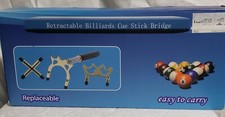 Billiards Cue Stick Bridge - 3 Removable Brass Bridge Heads, Retractable Stick c