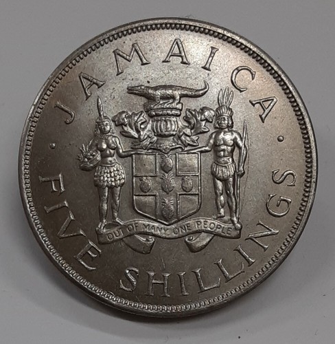 1966 Jamaica 5 Shillings British Empire Games Commemorative Coin-KM#40 UNC