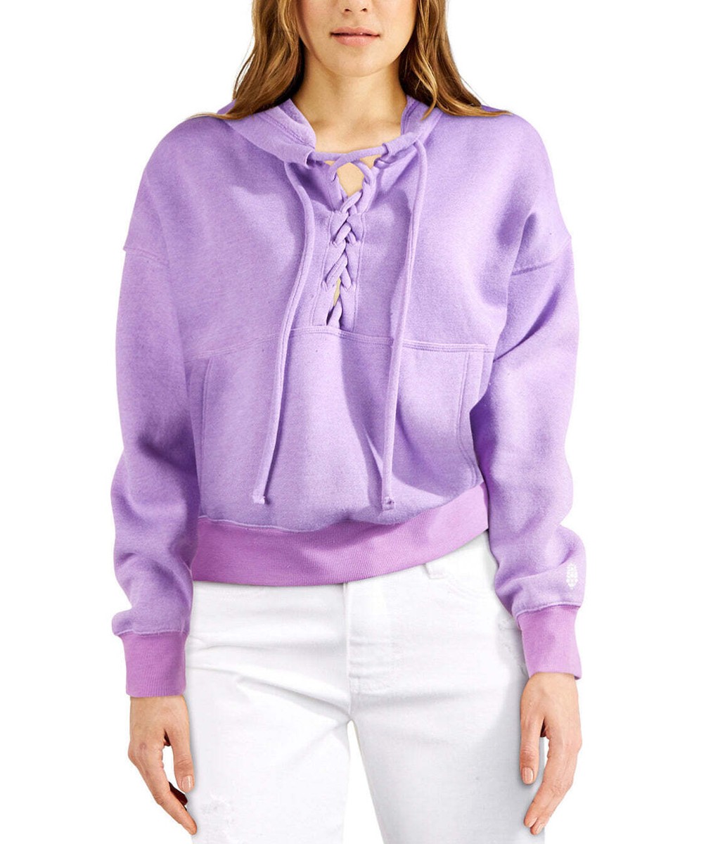 Free People Movement Believe It Lace-Up Hoodie Purple M NWT! $68 | eBay