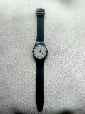 Swatch ブラック AG1994 Swatch AG 1994 Turnover Watch Vintage 34mm Black Tone Round