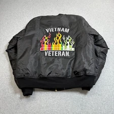 Rothco Bomber Jacket Men Large Black US Vietnam Veteran Military Retro Full Zip