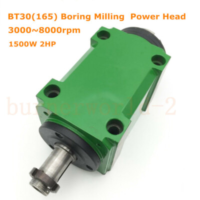 BT30(165) Spindle Power Head 1500W 1.5KW 2HP Boring Milling Tool 3000~8000rpm