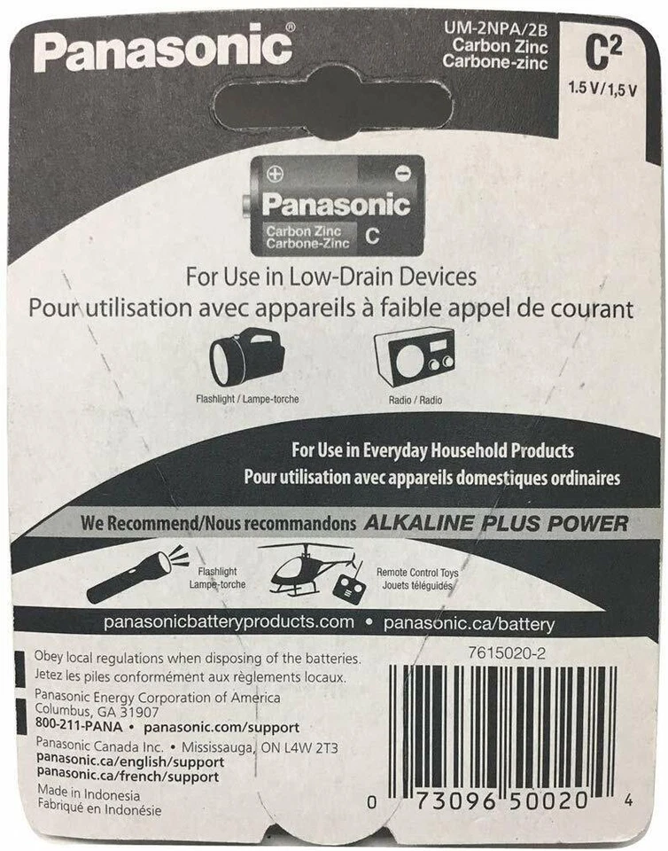 4x Panasonic C 1.5V Batteries Super Heavy Duty Power Carbon Zinc C Exp. 2027 - Image 3 of 4