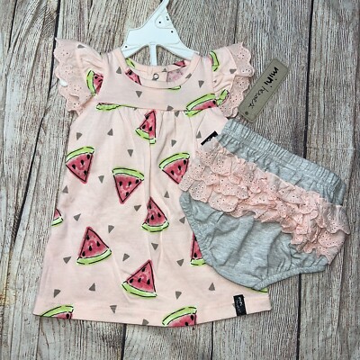 Mini Heroes Baby Girl 3 Months Watermelon Dress Ruffle Bloomers NEW