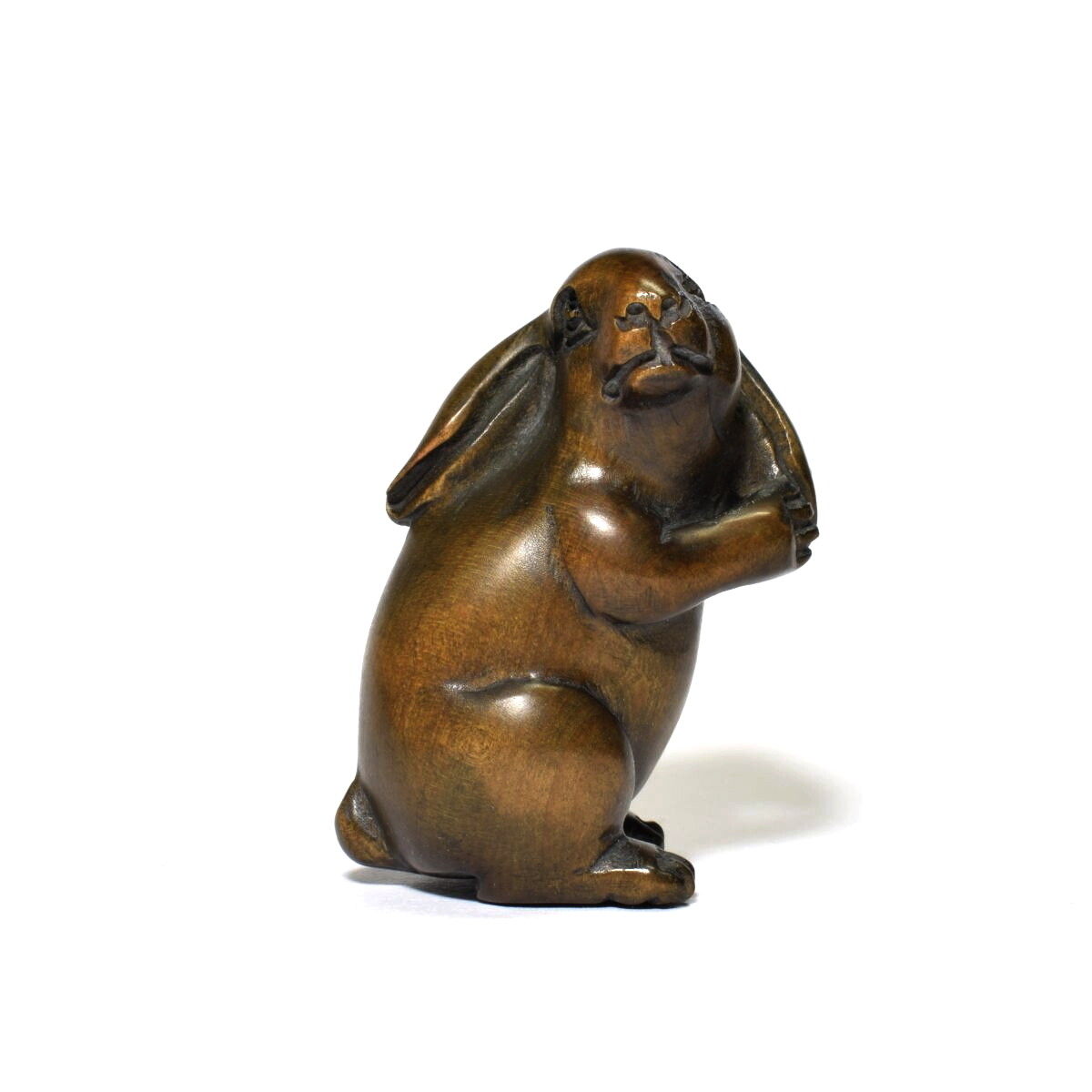 Netsuke Rabbit Antique Japanese Boxwood vintage Ojime Edo