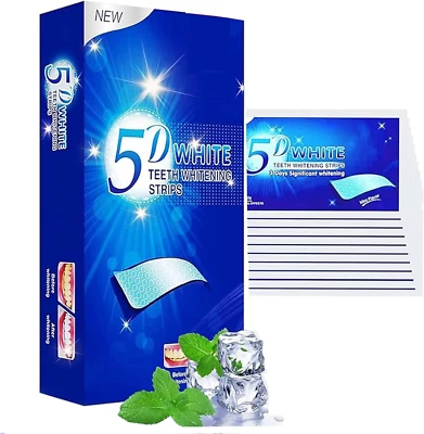PEIQIUP Teeth Whitening Strips 5D, 7 Sets 14pcs White Strips, Easy to Use Home Tooth kit