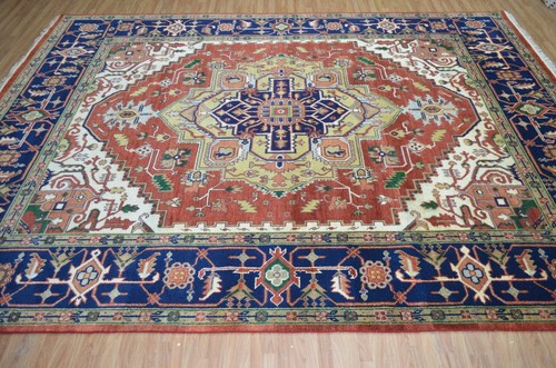 Traditional Geometric Handmade Home Decor Hand-Knotted 9X12 Wool Area Rug 18127 - Picture 8 of 9