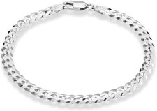 Men's 925 Sterling Silver Italian Cuban Link Bracelet   5mm Diamond-Cut, 8