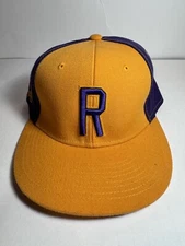 Stall & Dean Rucker "R" Harlem Street Basketball Fitted Hat 7 7/8 Yellow Purple