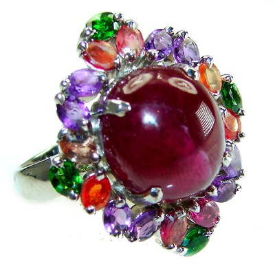 Bella Rosa authentic 10.9 carat Ruby .925 Sterling Silver handcrafted Statement 